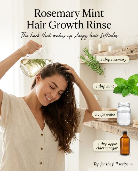 Rosemary Mint Hair Growth Rinse — homemade hair care ingredients styled for the recipe