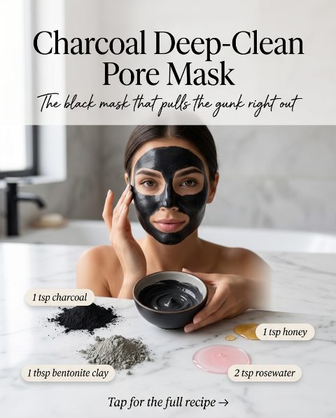 Charcoal Deep-Clean Pore Mask — homemade face mask ingredients styled for the recipe