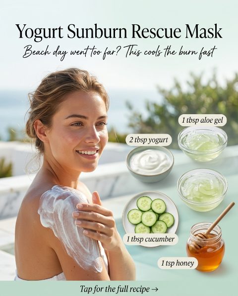 Yogurt Sunburn Rescue Mask — homemade body care ingredients styled for the recipe