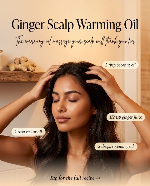 Ginger Scalp Warming Oil — homemade hair care ingredients styled for the recipe