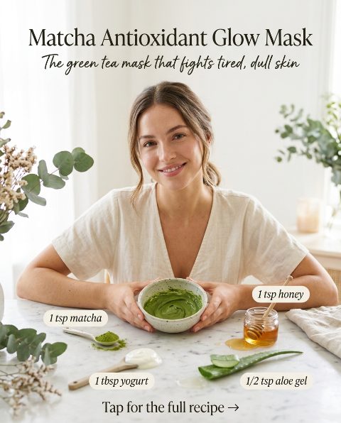 Matcha Antioxidant Glow Mask — homemade face mask ingredients styled for the recipe