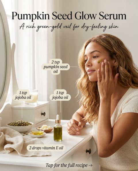 Pumpkin Seed Glow Serum — homemade facial rituals & serum ingredients styled for the recipe