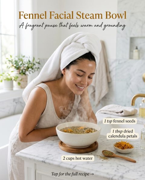 Fennel Facial Steam Bowl — homemade facial rituals & serum ingredients styled for the recipe