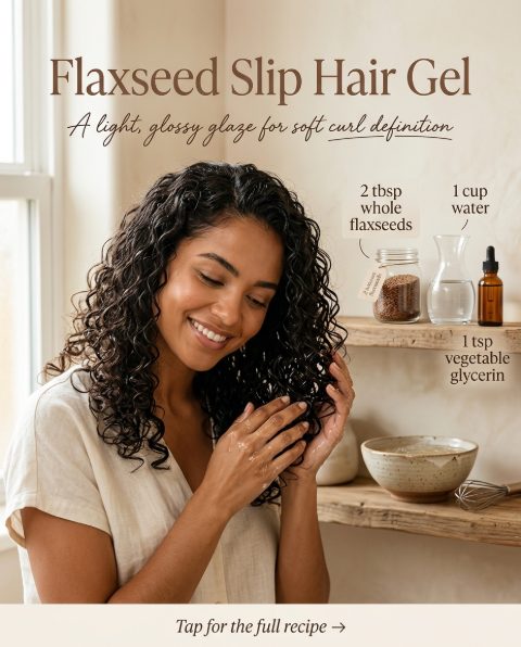 Flaxseed Slip Hair Gel — homemade hair care ingredients styled for the recipe