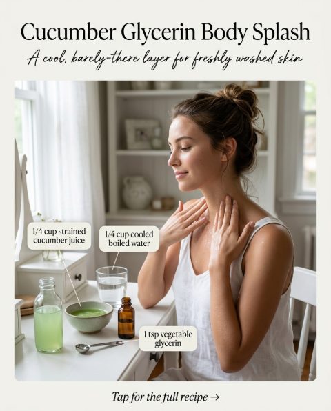 Cucumber Glycerin Body Splash — homemade body care ingredients styled for the recipe