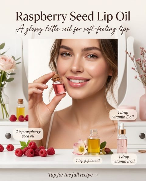 Raspberry Seed Lip Oil — homemade lip care ingredients styled for the recipe