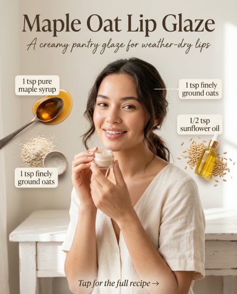 Maple Oat Lip Glaze — homemade lip care ingredients styled for the recipe