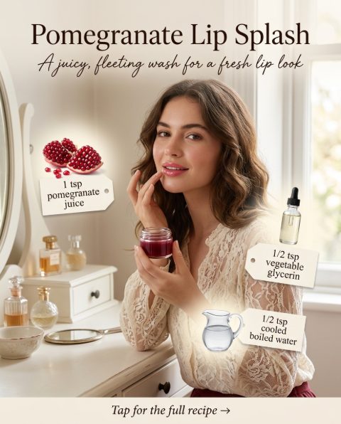 Pomegranate Lip Splash — homemade lip care ingredients styled for the recipe