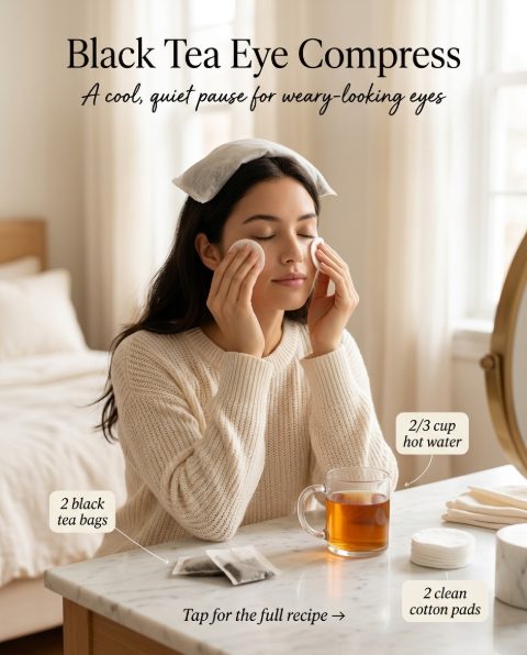 Black Tea Eye Compress — homemade facial rituals & serum ingredients styled for the recipe