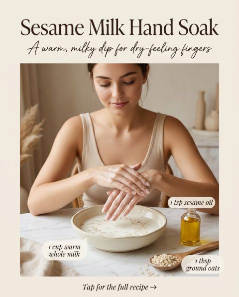 Sesame Milk Hand Soak — homemade hand & foot care ingredients styled for the recipe