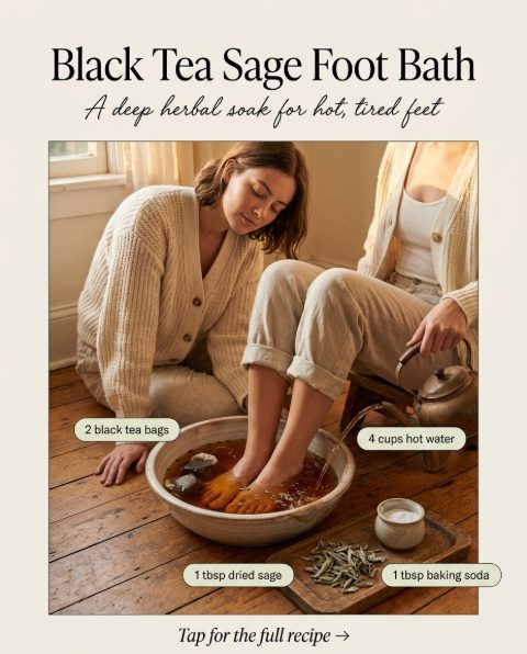 Black Tea Sage Foot Bath — homemade hand & foot care ingredients styled for the recipe