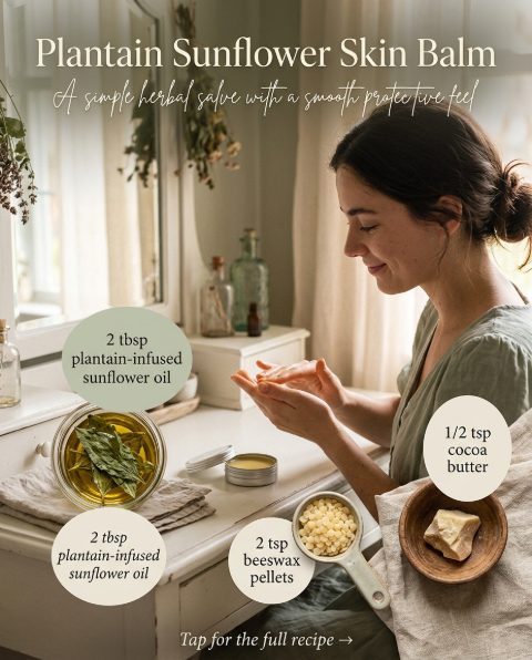 Plantain Sunflower Skin Balm — homemade body care ingredients styled for the recipe