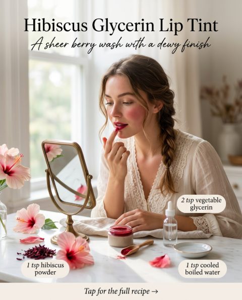 Hibiscus Glycerin Lip Tint — homemade lip care ingredients styled for the recipe