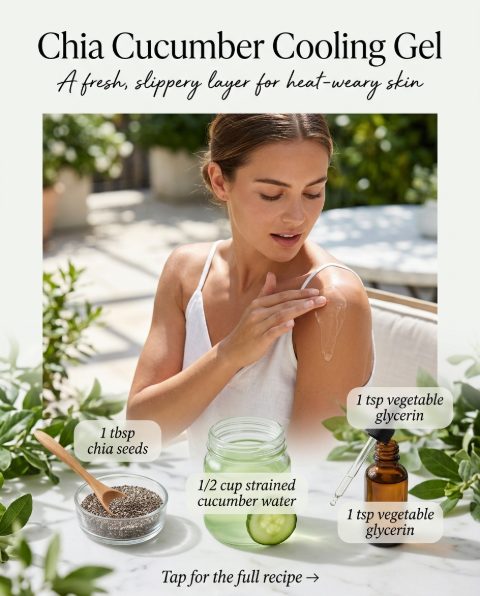 Chia Cucumber Cooling Gel — homemade body care ingredients styled for the recipe
