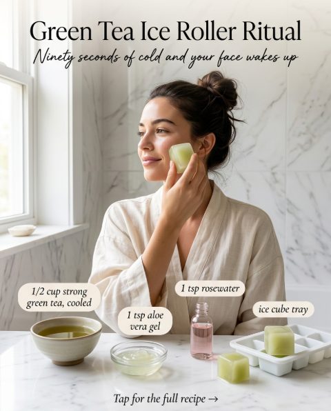 Green Tea Ice Roller Ritual — homemade facial rituals & serum ingredients styled for the recipe
