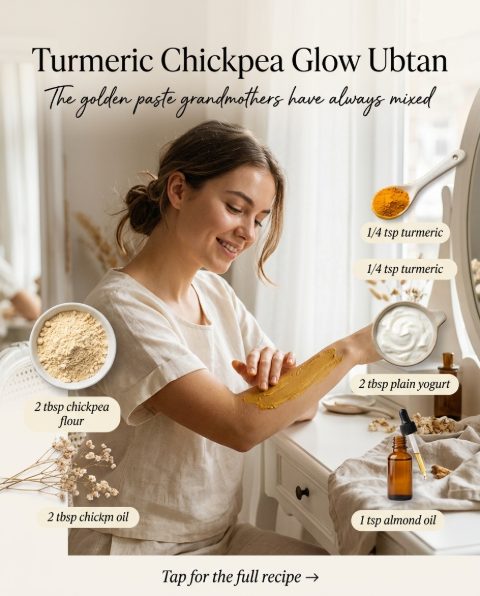 Turmeric Chickpea Glow Ubtan — homemade body care ingredients styled for the recipe