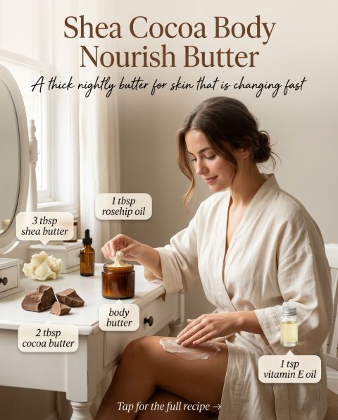 Shea Cocoa Body Nourish Butter — homemade body care ingredients styled for the recipe