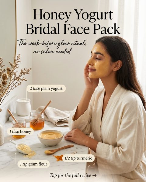 Honey Yogurt Bridal Face Pack — homemade face mask ingredients styled for the recipe