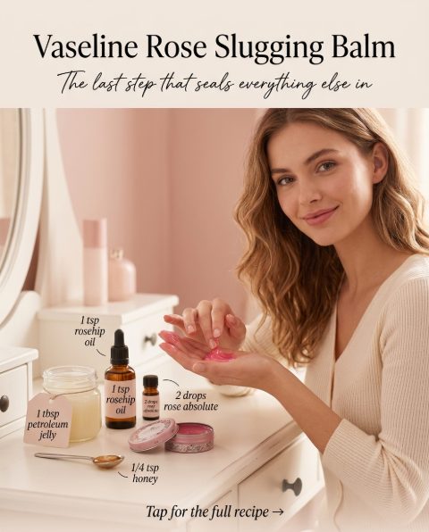 Vaseline Rose Slugging Balm — homemade body care ingredients styled for the recipe