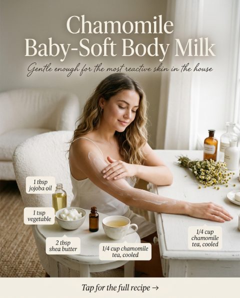 Chamomile Baby-Soft Body Milk — homemade body care ingredients styled for the recipe
