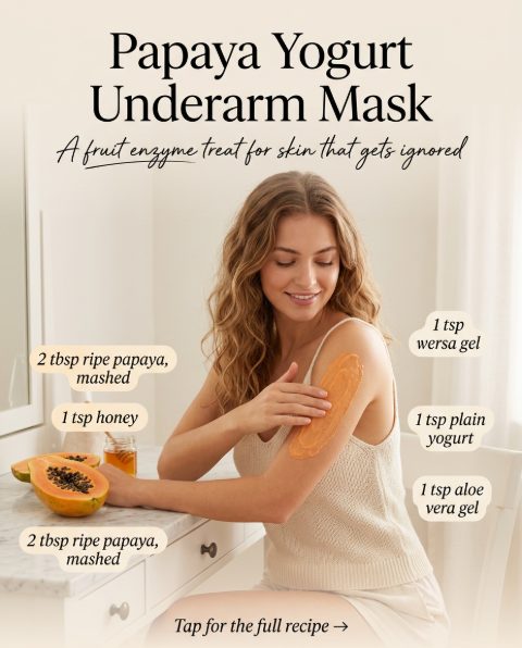 Papaya Yogurt Underarm Mask — homemade body care ingredients styled for the recipe