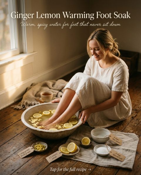 Ginger Lemon Warming Foot Soak — homemade hand & foot care ingredients styled for the recipe