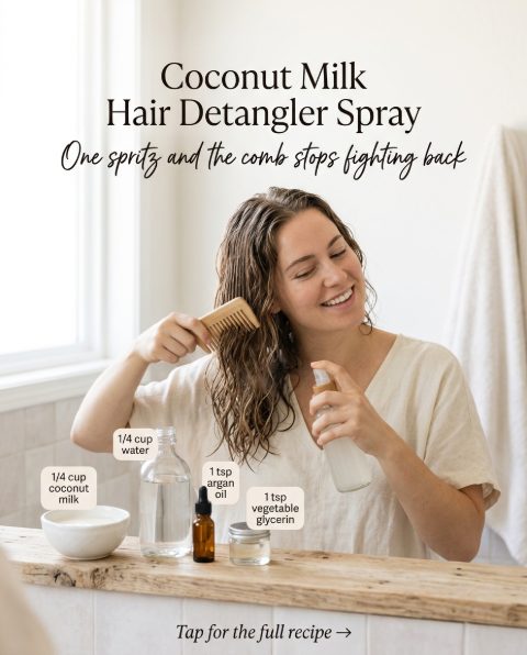 Coconut Milk Hair Detangler Spray — homemade hair care ingredients styled for the recipe