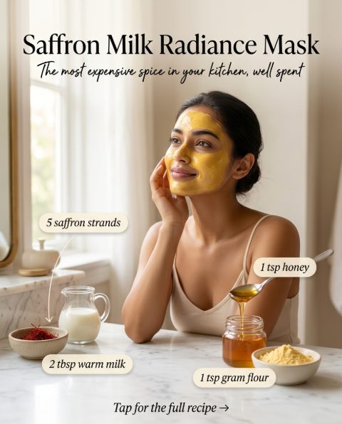 Saffron Milk Radiance Mask — homemade face mask ingredients styled for the recipe