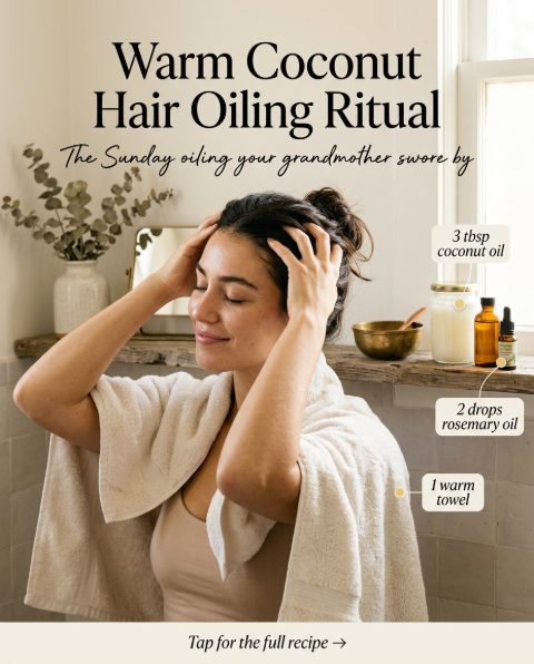 Warm Coconut Hair Oiling Ritual — homemade hair care ingredients styled for the recipe