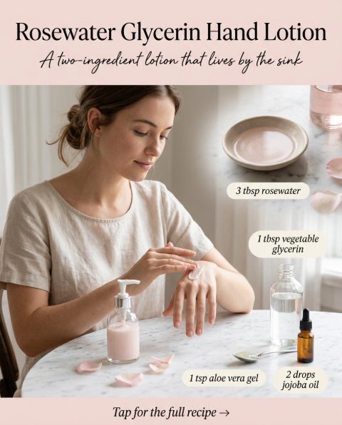 Rosewater Glycerin Hand Lotion — homemade hand & foot care ingredients styled for the recipe