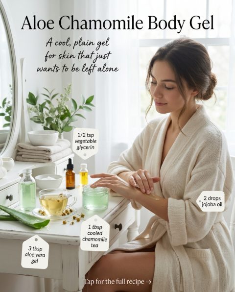 Aloe Chamomile Body Gel — homemade body care ingredients styled for the recipe