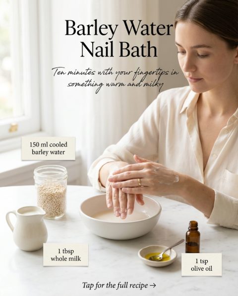 Barley Water Nail Bath — homemade hand & foot care ingredients styled for the recipe