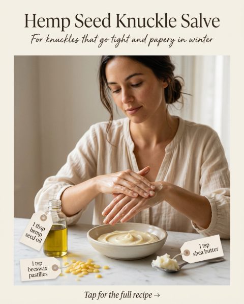 Hemp Seed Knuckle Salve — homemade hand & foot care ingredients styled for the recipe