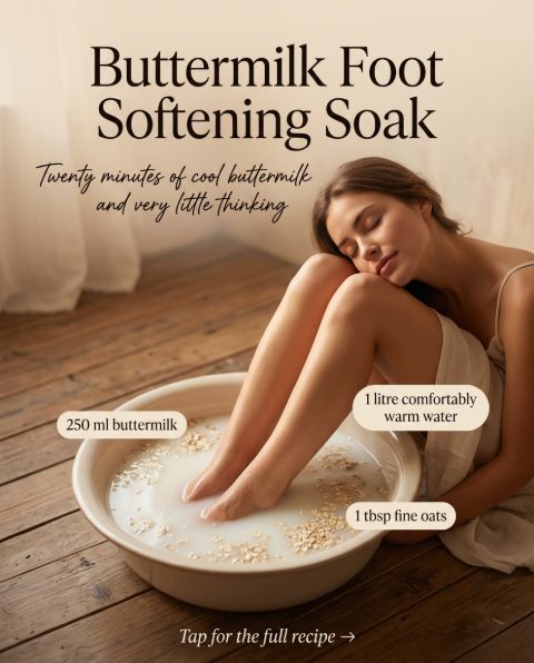 Buttermilk Foot Softening Soak — homemade hand & foot care ingredients styled for the recipe