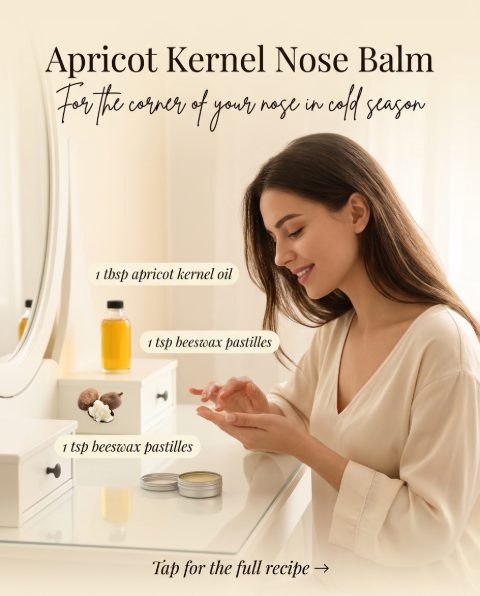 Apricot Kernel Nose Balm — homemade body care ingredients styled for the recipe