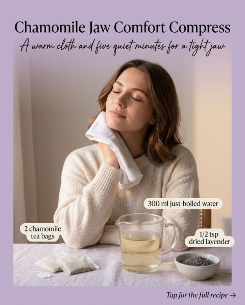 Chamomile Jaw Comfort Compress — homemade facial rituals & serum ingredients styled for the recipe