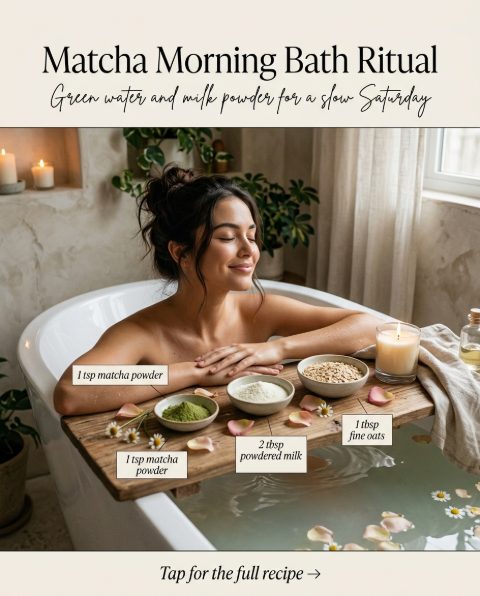 Matcha Morning Bath Ritual — homemade bath ritual ingredients styled for the recipe