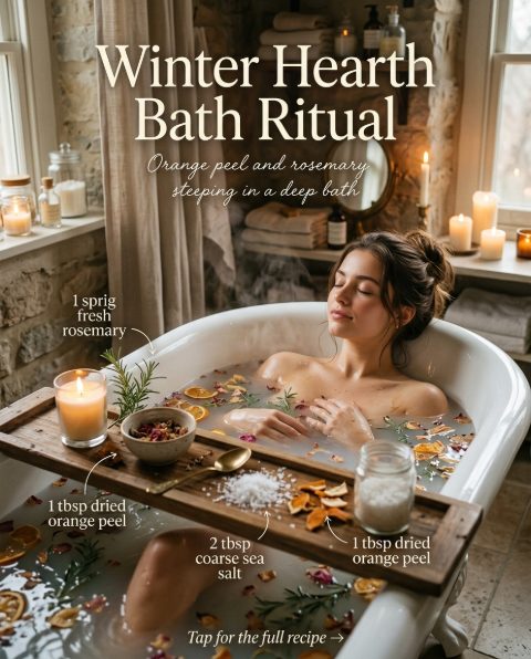 Winter Hearth Bath Ritual — homemade bath ritual ingredients styled for the recipe