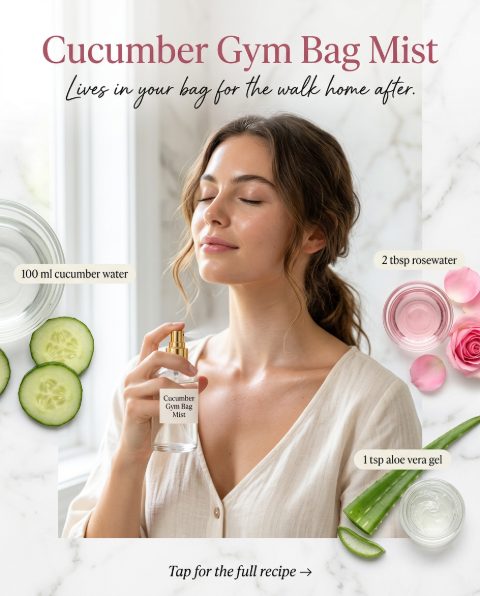 Cucumber Gym Bag Mist — homemade body care ingredients styled for the recipe