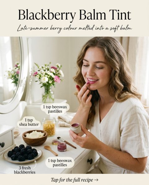 Blackberry Balm Tint — homemade lip care ingredients styled for the recipe