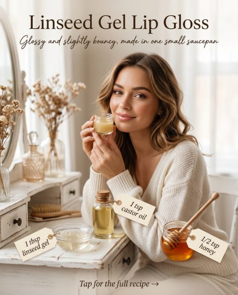 Linseed Gel Lip Gloss — homemade lip care ingredients styled for the recipe