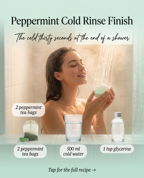 Peppermint Cold Rinse Finish — homemade bath ritual ingredients styled for the recipe