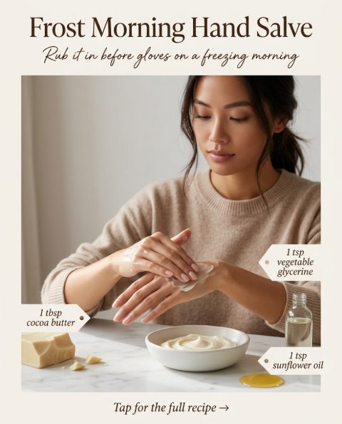 Frost Morning Hand Salve — homemade hand & foot care ingredients styled for the recipe
