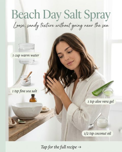 Beach Day Salt Spray — homemade hair care ingredients styled for the recipe
