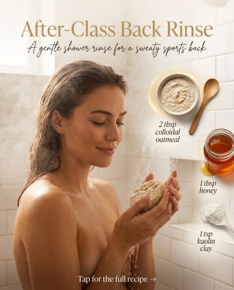 After-Class Back Rinse — homemade bath ritual ingredients styled for the recipe