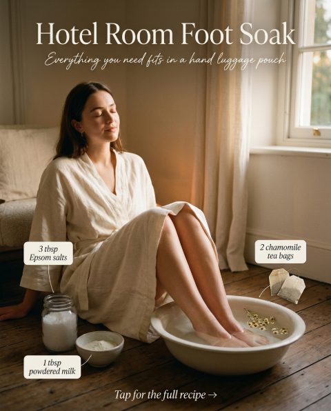 Hotel Room Foot Soak — homemade hand & foot care ingredients styled for the recipe