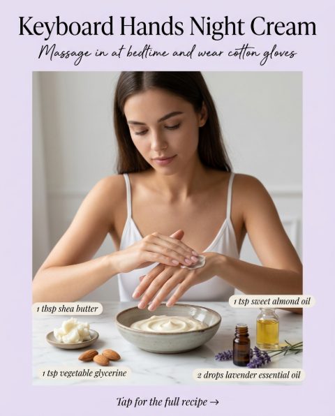 Keyboard Hands Night Cream — homemade hand & foot care ingredients styled for the recipe