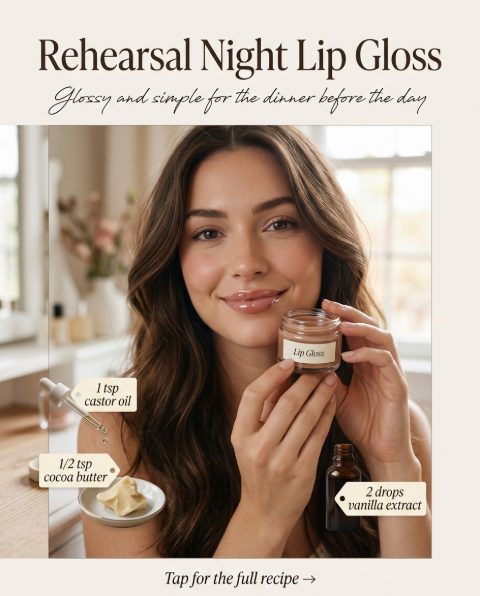 Rehearsal Night Lip Gloss — homemade lip care ingredients styled for the recipe