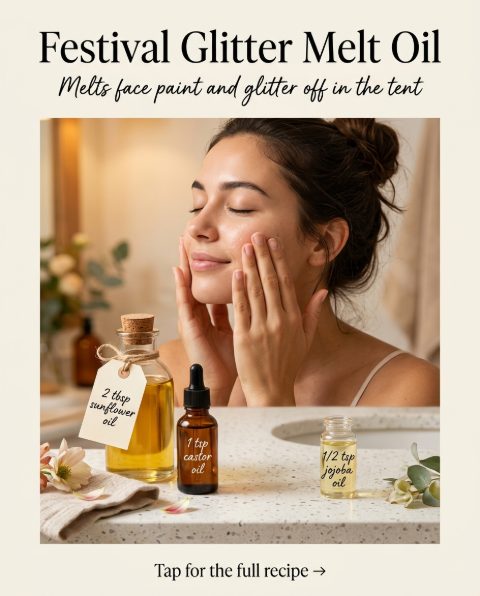 Festival Glitter Melt Oil — homemade cleansers & toner ingredients styled for the recipe