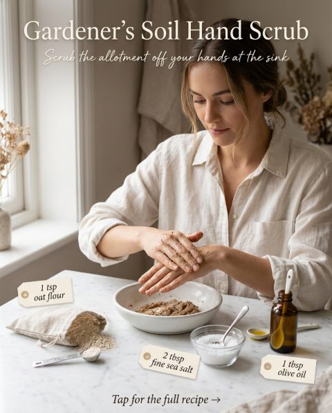 Gardener's Soil Hand Scrub — homemade hand & foot care ingredients styled for the recipe